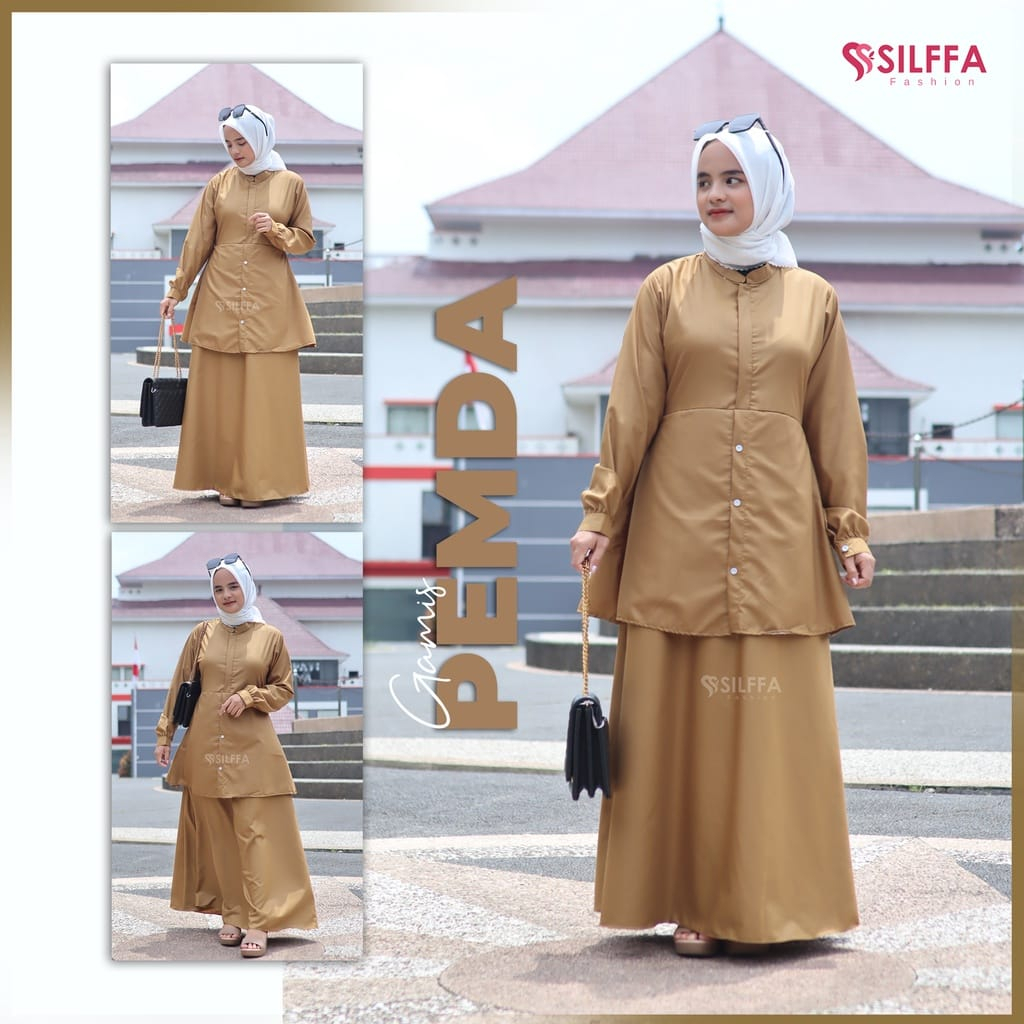 SET SERAGAM DINAS TOYOBO {TUNIK + ROK } S-M-L-XL BAHAN TOYOBO KHAKY /SERAGAM PEMDA /PNS/GURU