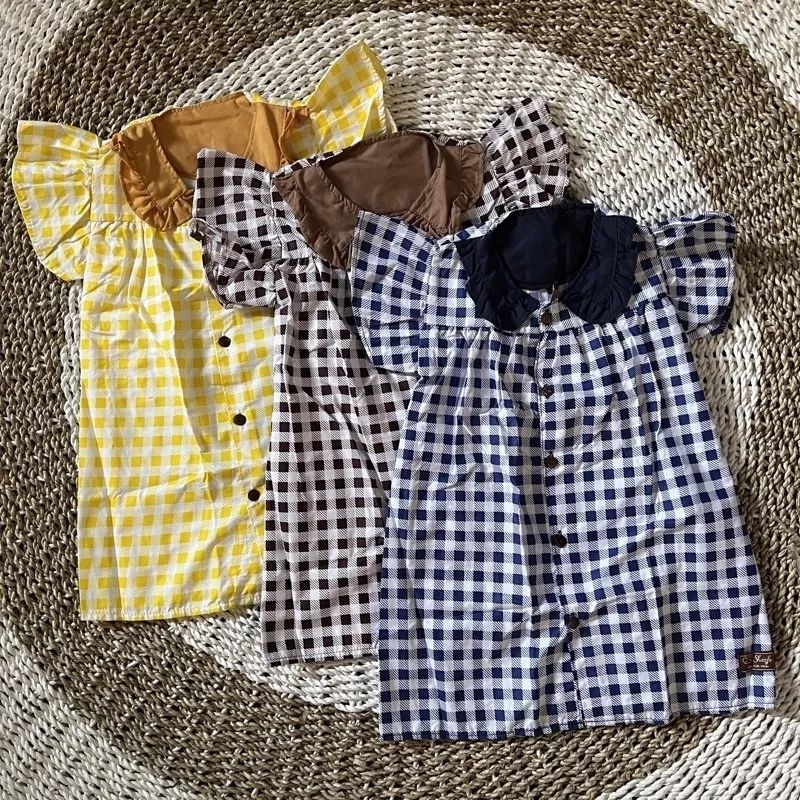 DRESS ANDIN KOTAK KOTAK ANAK PEREMPUAN 1-6TH |Fashion