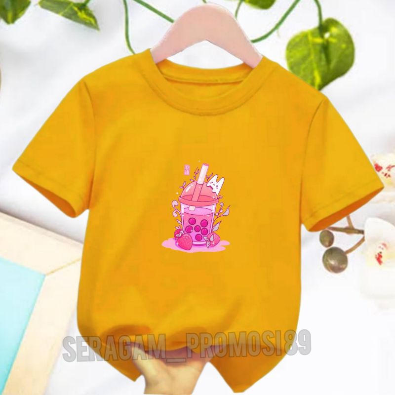 Atasan Baju Kaos Anak Perempuan Motif BOBA 2-10 Tahun / Kaos Pendek Katun Anak Perempuan / Kaos Anak Lucu / Kaos Anak Bahan Adem