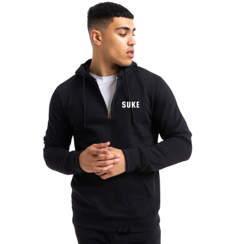 Jaket Suke Hoodie Hitam Half Zip Tracksuit Unisex / Sweater Hoodie Distro / Hoodie Wanita / Hoodie Pria