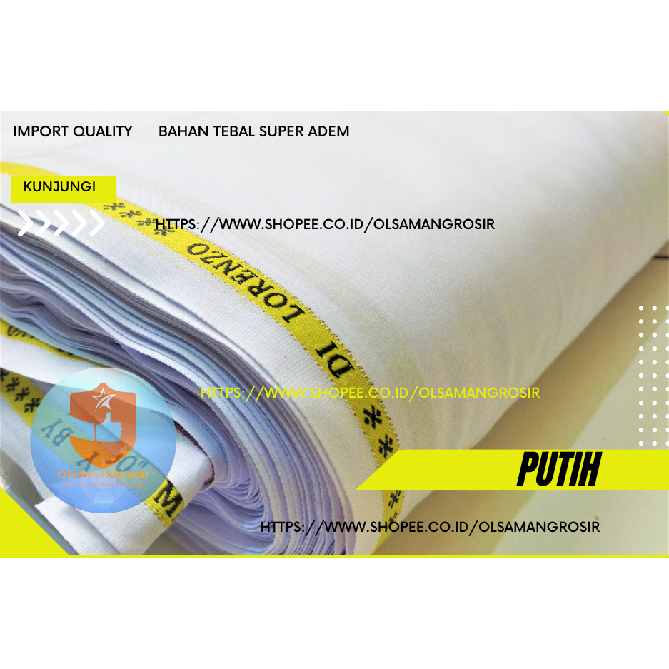 BAHAN KAIN SERAGAM PUTIH PDH/PNS/DOKTER/BIDAN HUGO BOSS ORIGINAL/DASAR KAIN PUTIH/KAIN PUTIH SERAGAM