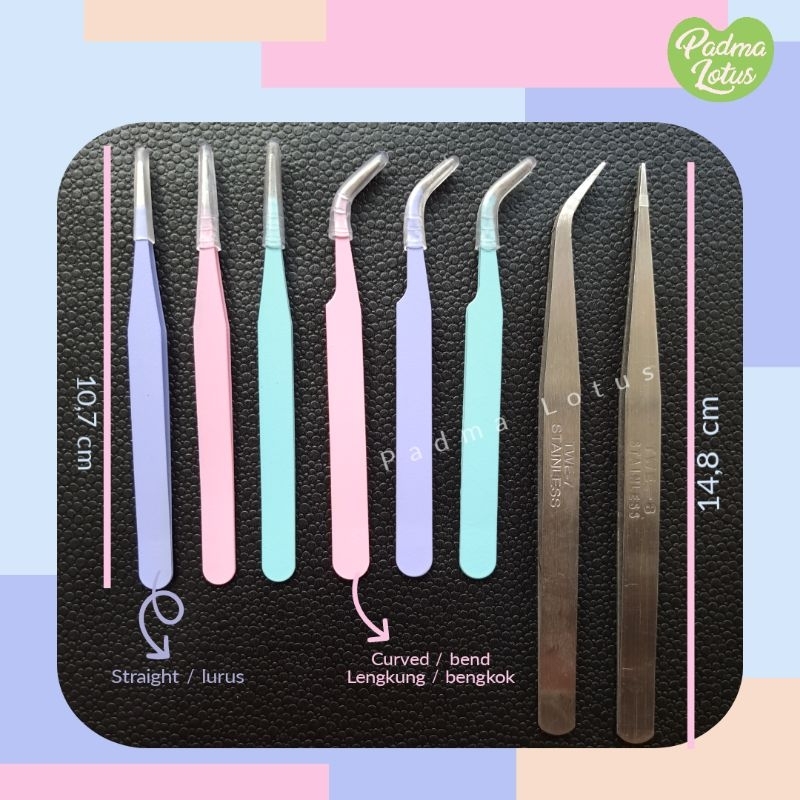 pinset tweezer lurus bengkok curved bend diy