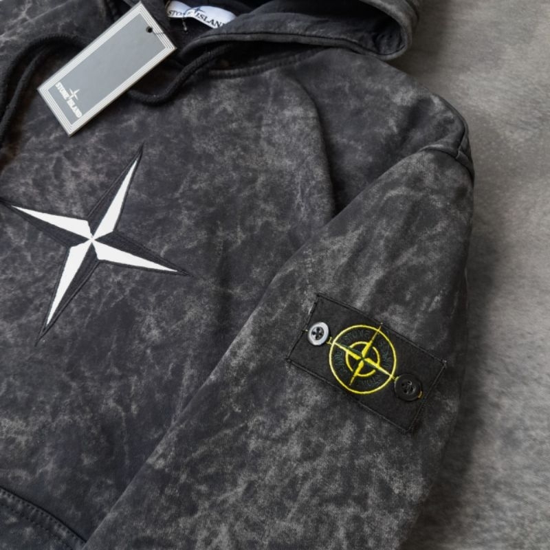 HOODIE JAKET SWEATER STONE ISLAND BIG LOGO SANDWASH FULLTAG &amp; LABEL