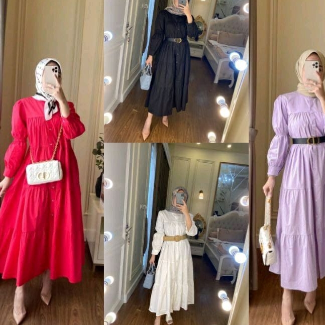 PROMO RealPict Baju Qiqi Maxi Dress/Gamis LD 110-120cm PB 108cm