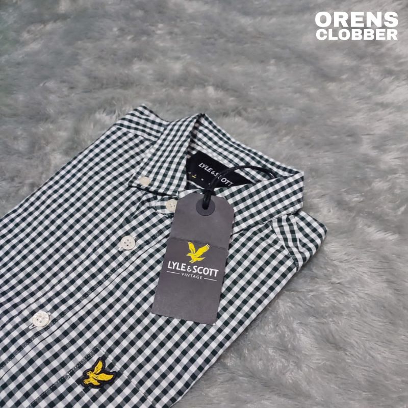 Lyle & Scott Slim Fit Gingham Shirt Green White