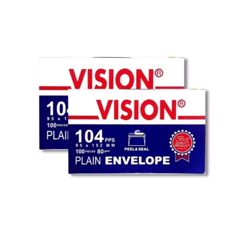 

1 PAK/100 PCS AMPLOP ENVELOPE VISION/B' GAIN 104 TANGGUNG POLOS PUTIH PLUS PEREKAT 95 MM X 152 MM 80 GSM NYAStore