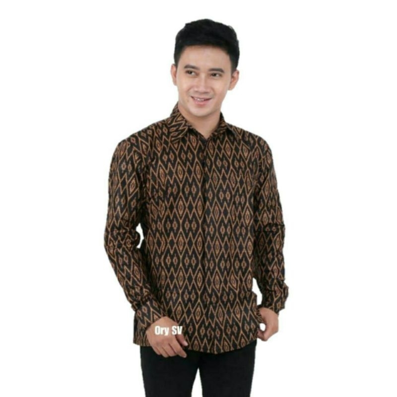 Batik Pria Motif Burung Murai Lengan Panjang Terlaris