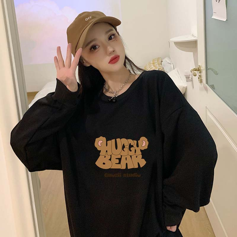 Cartoon Letter Cartoon Sweter Wanita Korean Style Sweater Couple Oversize/atasan kaos wanita lengan panjang