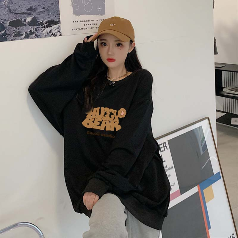 Cartoon Letter Cartoon Sweter Wanita Korean Style Sweater Couple Oversize/atasan kaos wanita lengan panjang