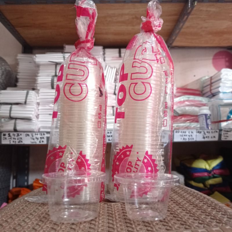 CUP AGAR 65 ML DAN 90 ML BENING + TUTUP BENING MEREK TOP CUP