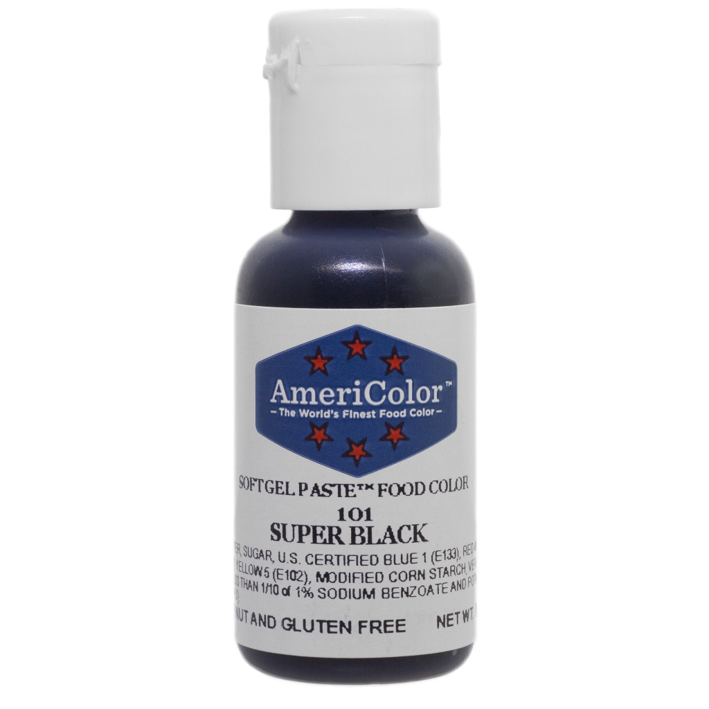 

Americolor 0.75oz 21Gr Super Black soft gel icing color pewarna makanan