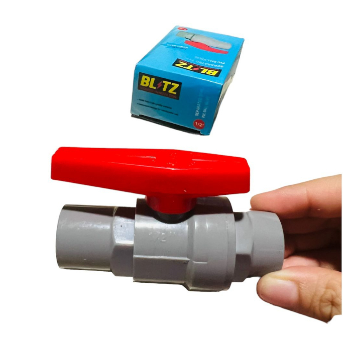 BLITZ Ball Valve Pvc 1/2 in - Ballvalve Stop Kran Plastik 0.5 in gagang plastik atau gagang stainless 1/2&quot; BLITZ 931