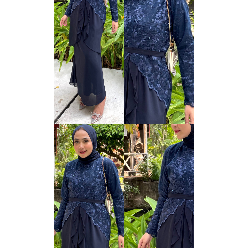 Kasya Long Dress Brukat Baju Kondangan Gamis Pesta Seragam Bridesmide Kebaya Lamaran Wisuda