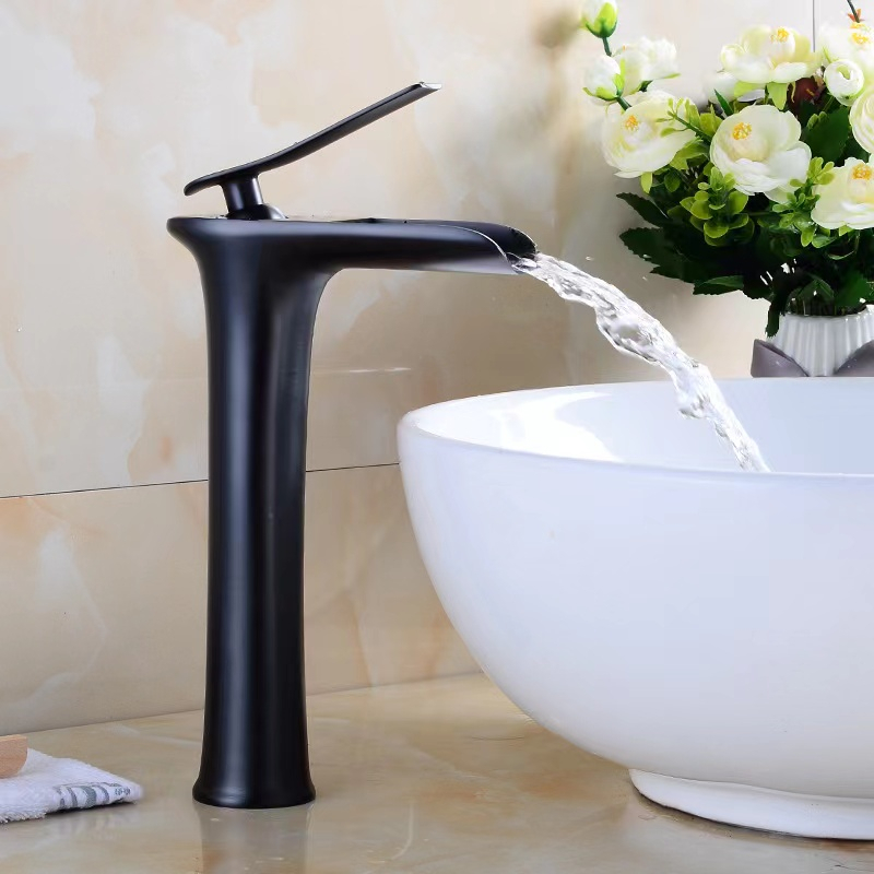 Kran wastafel kuningan HITAM air terjun -keran air cuci tangan brass faucet mixer washtafel black 20 30 elite elegan slim langsing jumbo