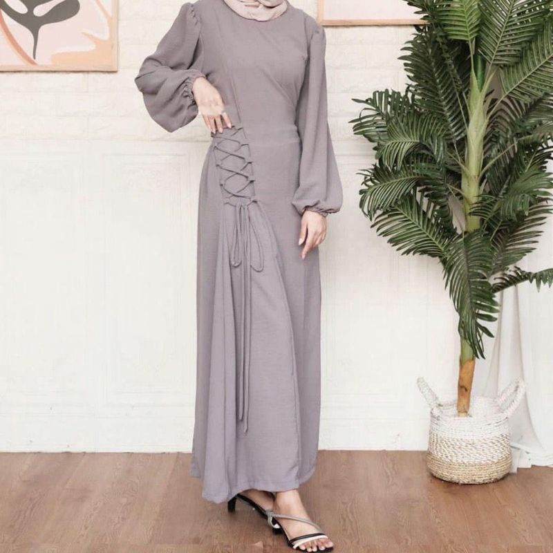 MARTHA GAMIS MAXI TALI SERUT LONG DRESS ATASAN WANITA CRINCLE AIRFLOW PREMIUM (AMD)