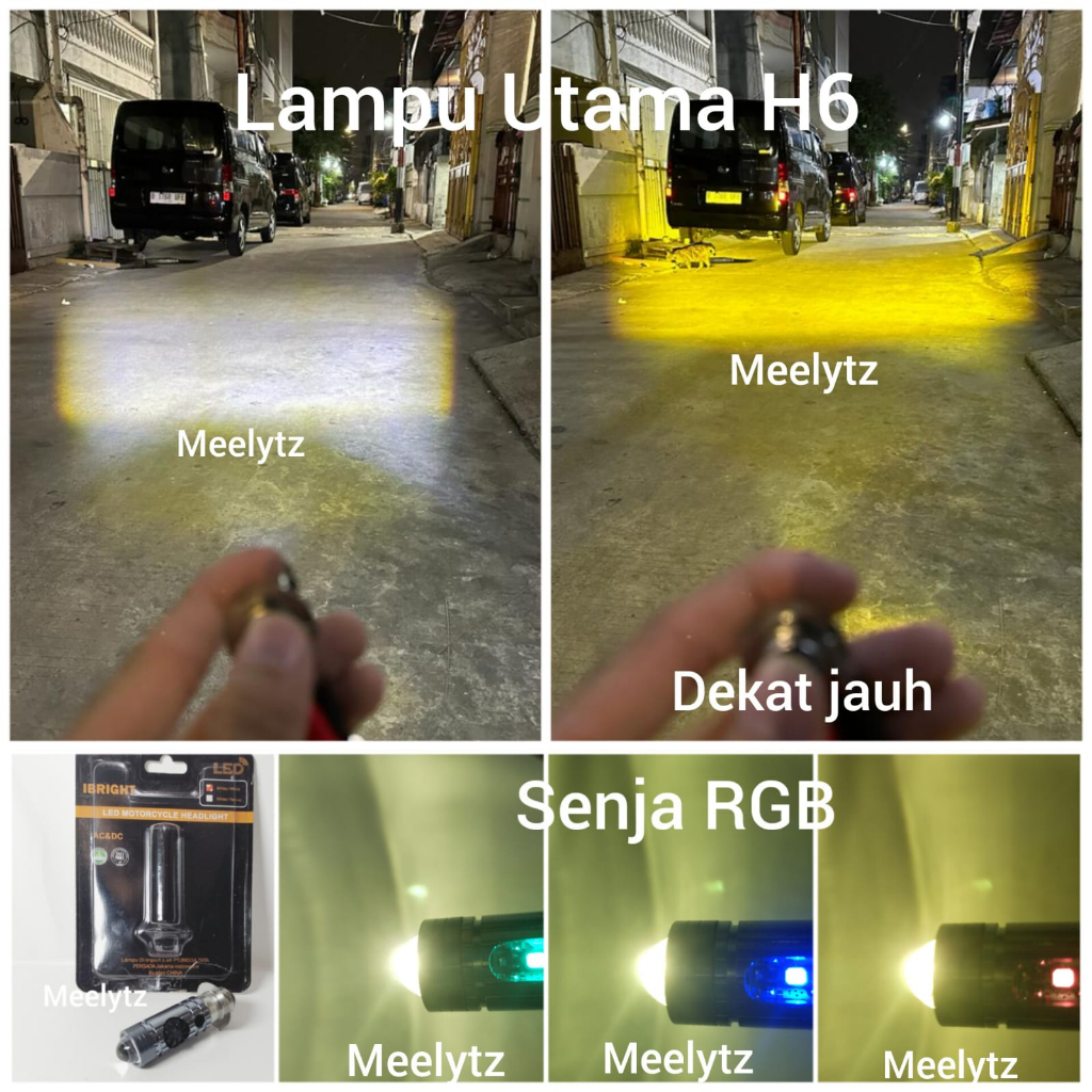 Lampu Depan LED Laser H6 AC DC Kipas plus senja RGB