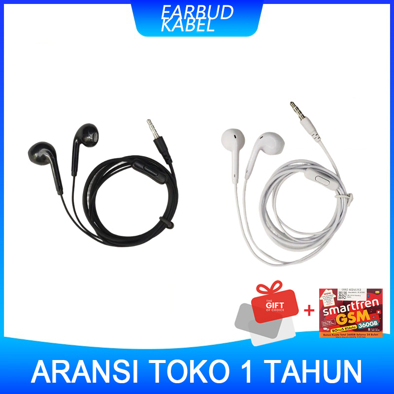 Headset OSM JKT H681 warna solid sederhana hitam dan putih U19 / Handsfree U19 earbud kabel tahan lama