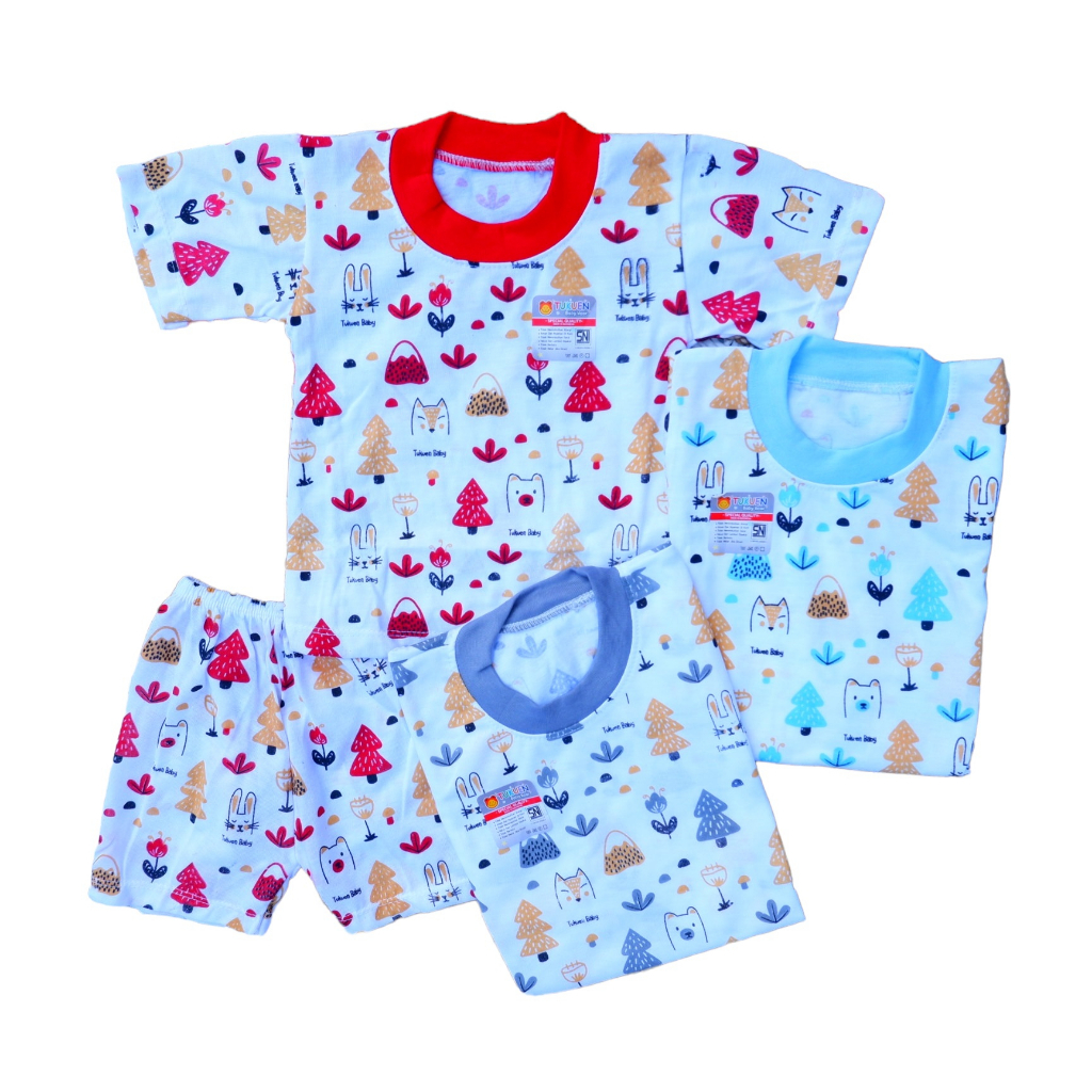 Set Setelan Baju Bayi Tukuen Baby SNI Motif Fox Tree