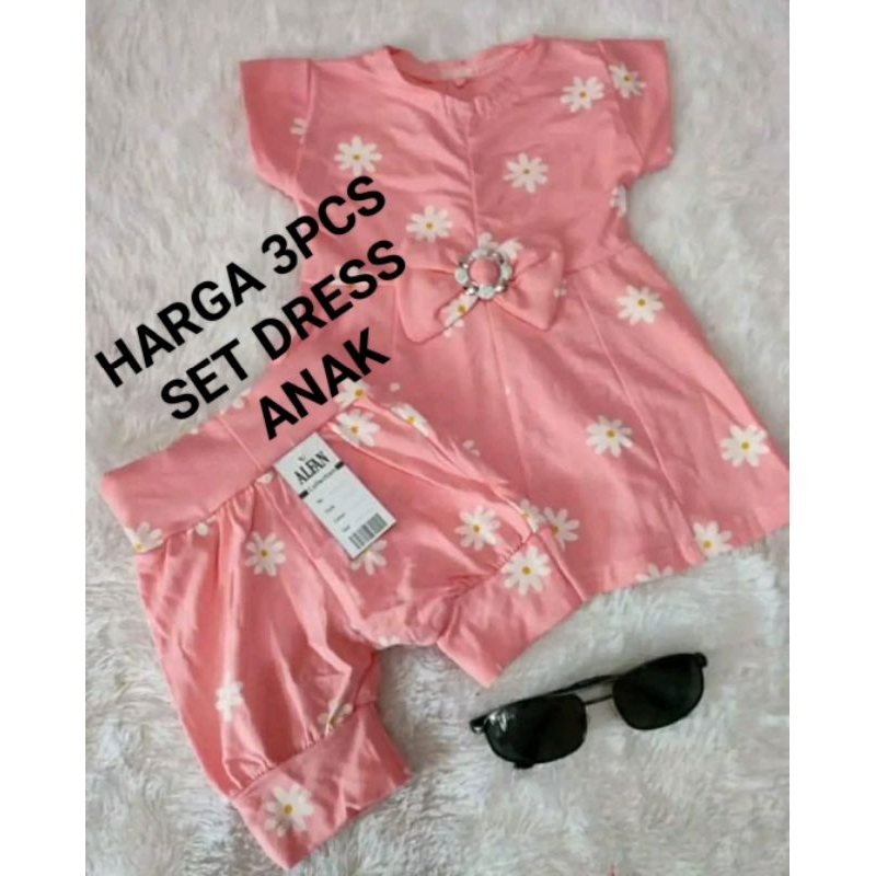 3 stel dress anak Korea perempuan usia 1-2 thn