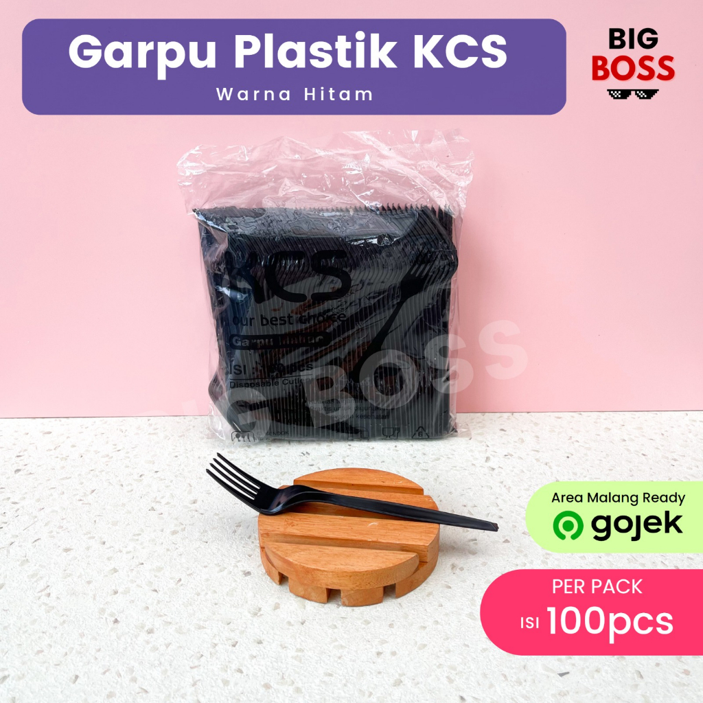 Sendok Garpu Makan KCS Hitam Bening Putih / Sendok Plastik Food Grade / Sendok Catering Tebal