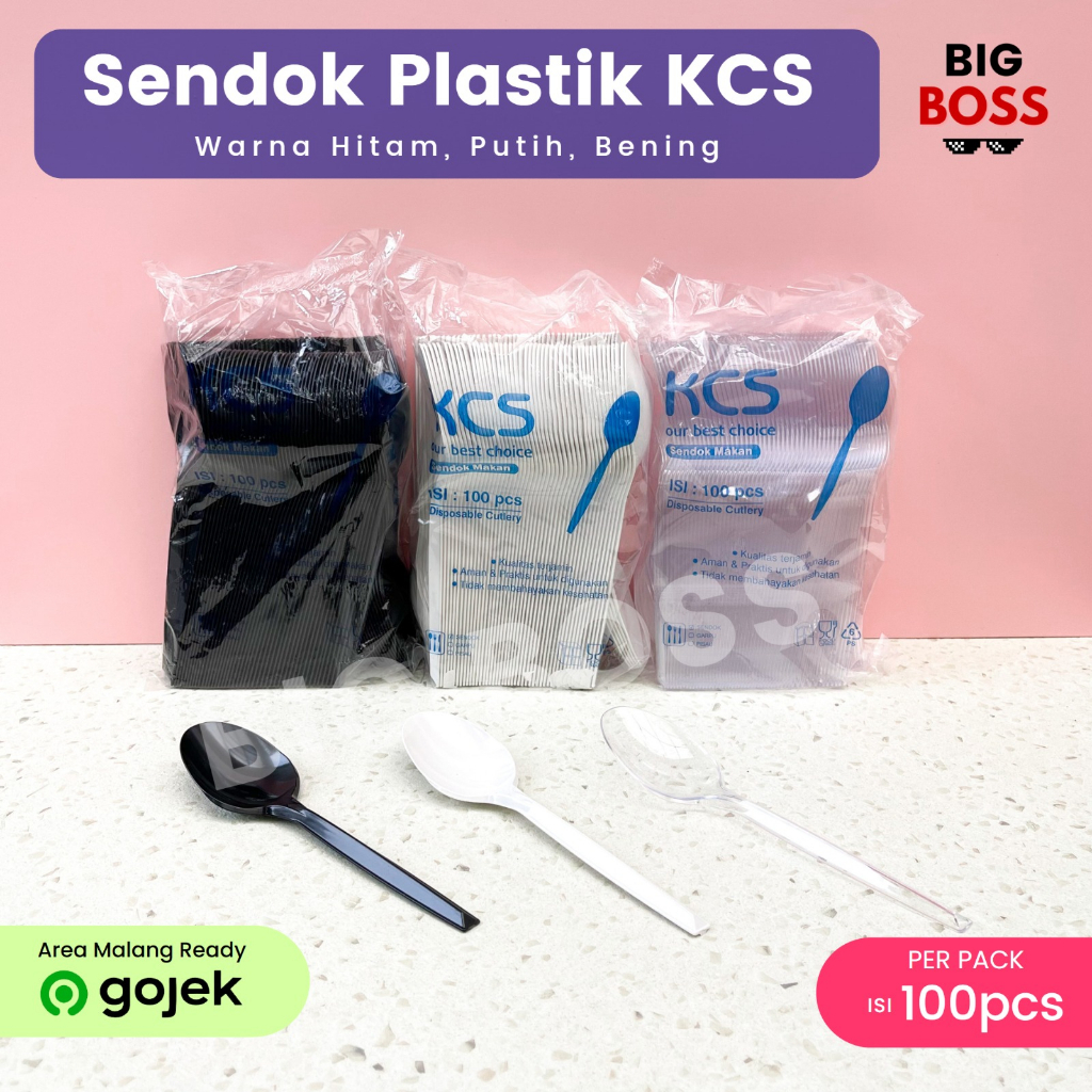 Sendok Garpu Makan KCS Hitam Bening Putih / Sendok Plastik Food Grade / Sendok Catering Tebal