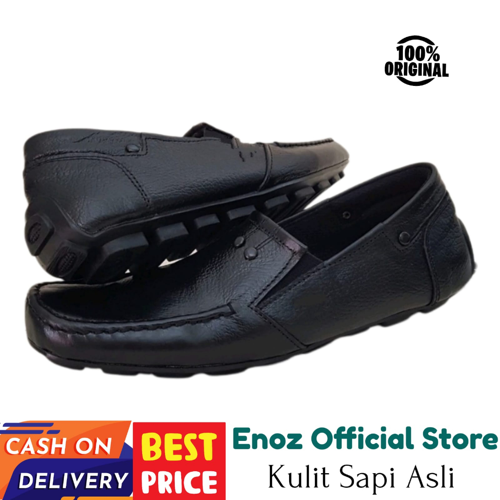 ENOZ X CORREA - Sepatu Slop Loafers Casual Kasual Pria Slip on Selop Formal Kerja Kulit Asli Murah Street Walk Solop Moccasin Gaya Sepatu Casual Pansus Cowo Keren Trendy Pesta Kekinian