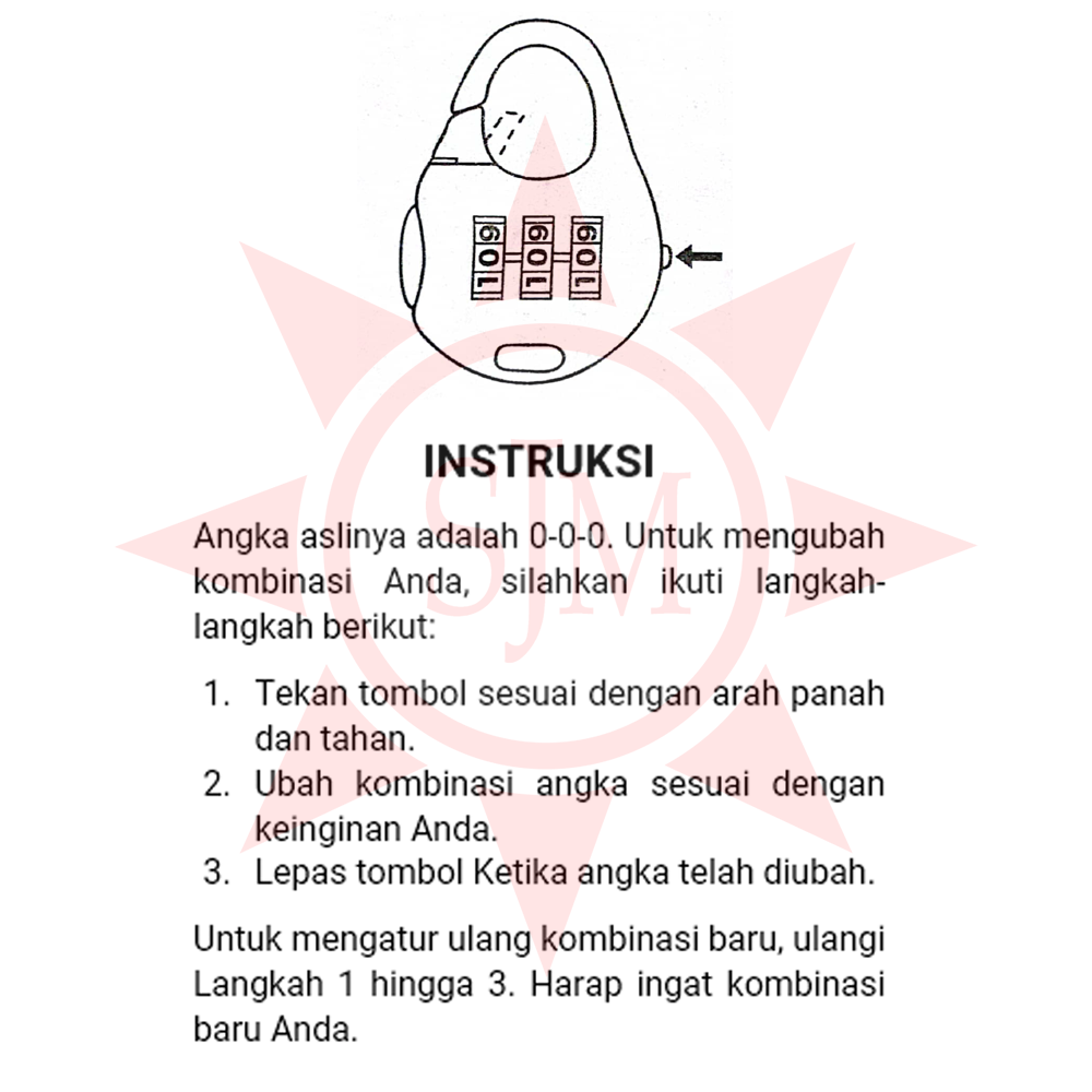 Kunci Gembok Bulat Plastik Tas / Koper Kombinasi Kode / Nomor / Angka