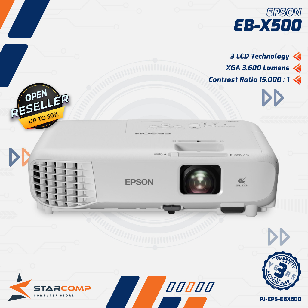 Projector Epson EB-X500 Proyektor EBX500 XGA 3LCD 3600 Lumens HDMI VGA