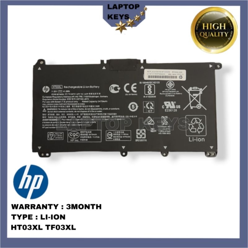 BATERAI BATTERY BATRE LAPTOP HP L11119-855 L11421-1C2 14-cm0007au 14-cm0091au HT03XL TF03XL