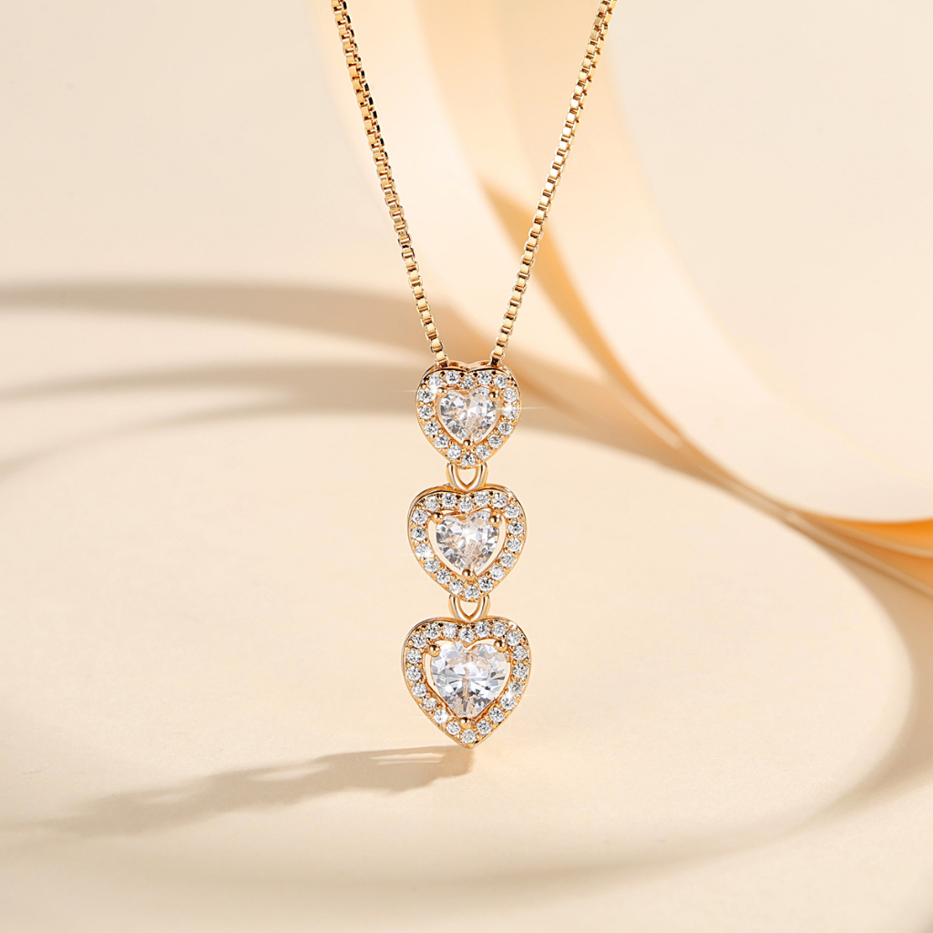 Y048 [COD✔] Kalung Cinta Batu Permata Liontin Hati Wanita Kalung Wanita Anti Karat Liontin Aksesoris