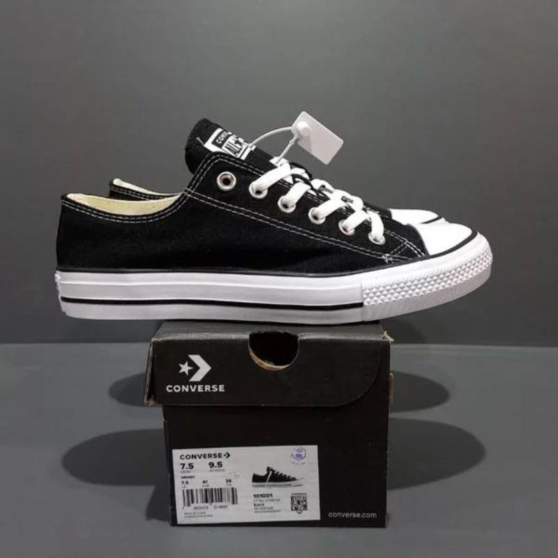 Sepatu Convers Pendek All Star Hitam Putih Sepatu Sekolah Cewe Cowo / Converse CT AS Canvas ox black white / Sepatu Converse All Star Black Sepatu Converse Casual Low Murah 36-43