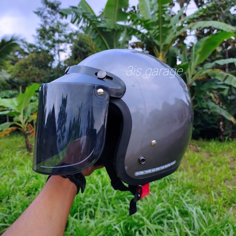 HELM BOGO CLASSIC KACA DATAR PRIA WANITA DEWASA