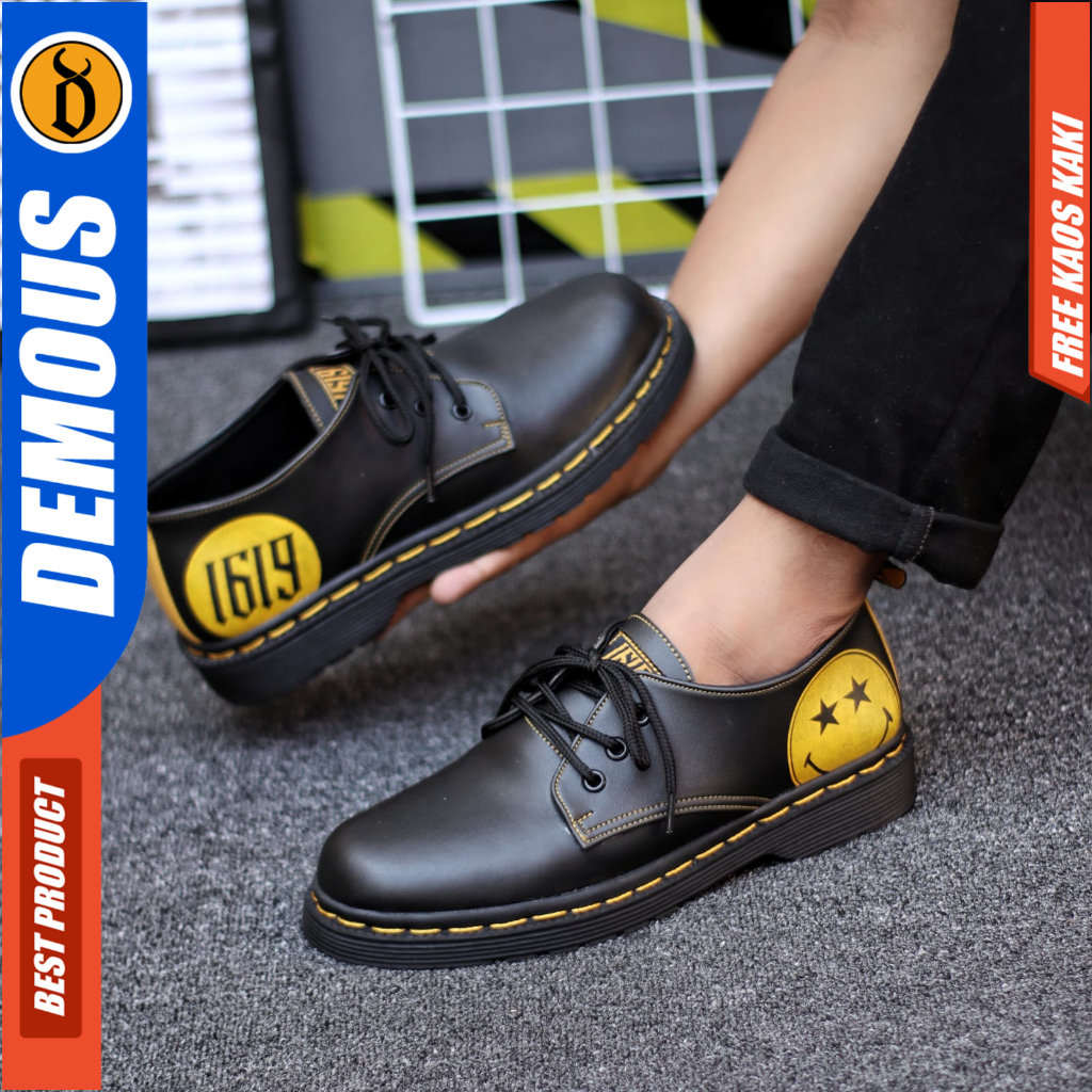 Sepatu Formal Pantofel Low Boots Docmart Hitam Pria