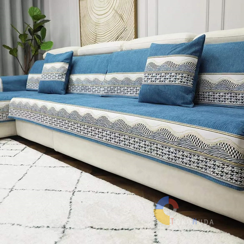 TOKOMUDA COD Sarung Sofa Penutup Pelindung Sofa Chenille Light luxury houndstooth Cover sofa