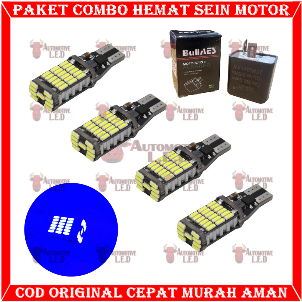 ORIGINAL COMBO PAKET HEMAT LAMPU SEIN MOTOR T15 45 LED FREE FLASHER SEIN | LAMPU SENJA MOTOR LAMPU SEN MOTOR