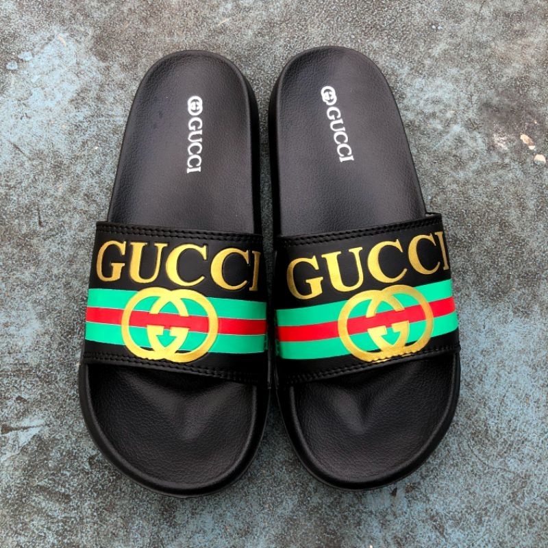 GUCCI SANDAL GRADE ORI VIETNAM, SANDAL PRIA SLIDE GUCCI LOGO PUTIH, SANDAL GUCCI PUTIH