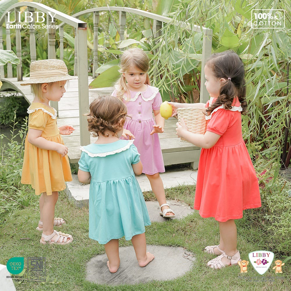 Libby Jolie Dress Anak Perempuan Cotton Libby Earth Colors Series Dress Ruffle Bayi Perempuan Pakaian Bayi 6 Bulan - 4 Tahun