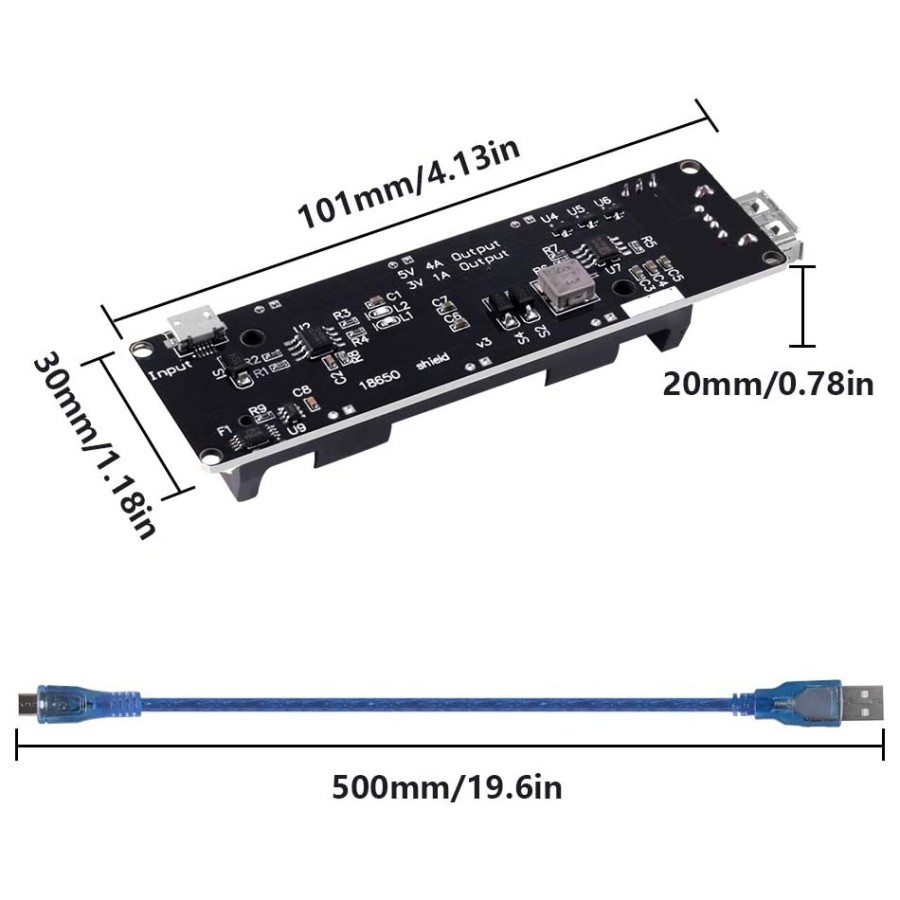 Battery Shield V3 Module 18650 Raspberry Wemos Nodemcu Power Supply