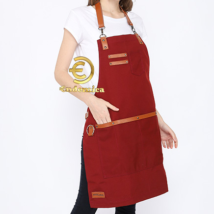 Apron barista celemek barbershop celemek cafe kanvas waterpellen anti air warna hijau army dan pu leather strep