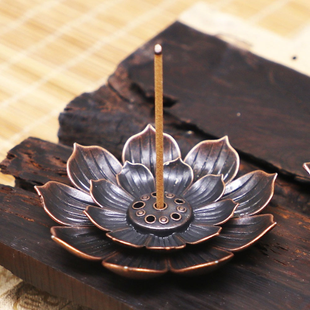 Tempat Dupa Incense Stick Holder Desain Lotus - YN002 - Bronze