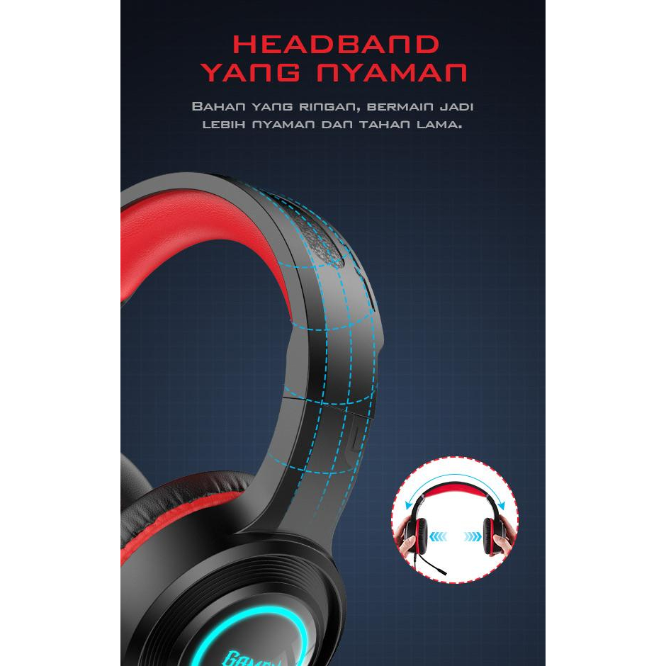 GAMEN GH100 Gaming Professional Headset / Earphone / Headphone Gaming 3D Sound With Mic For PC / Handphone