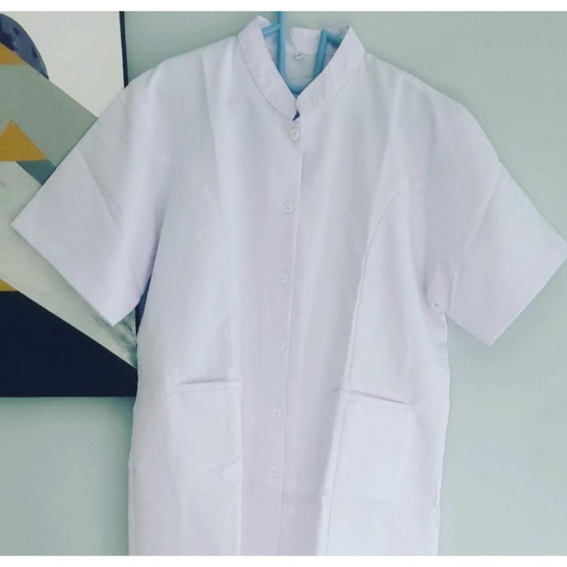 Seragam putih dinas perawat dokter bidan lengan pendek