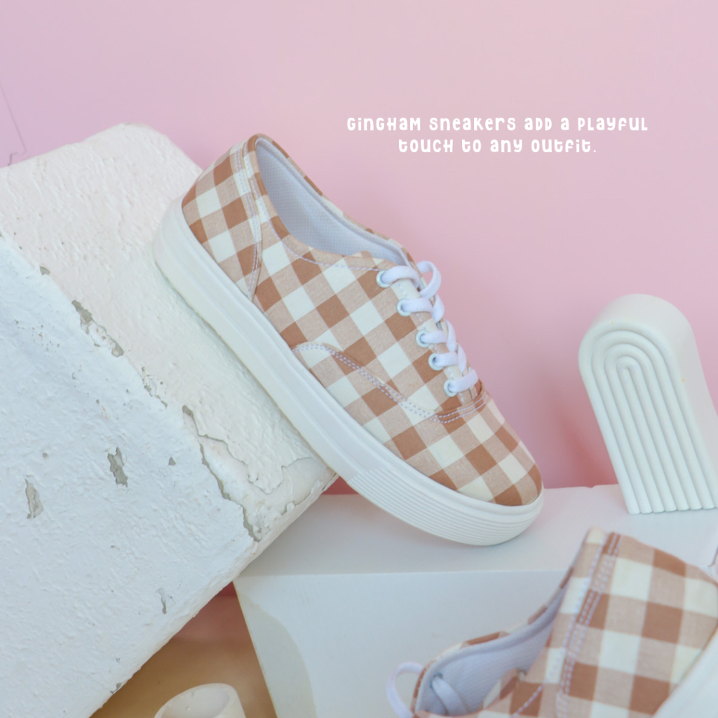 Alivelovearts Gingham Sneakers Canvas Wanita