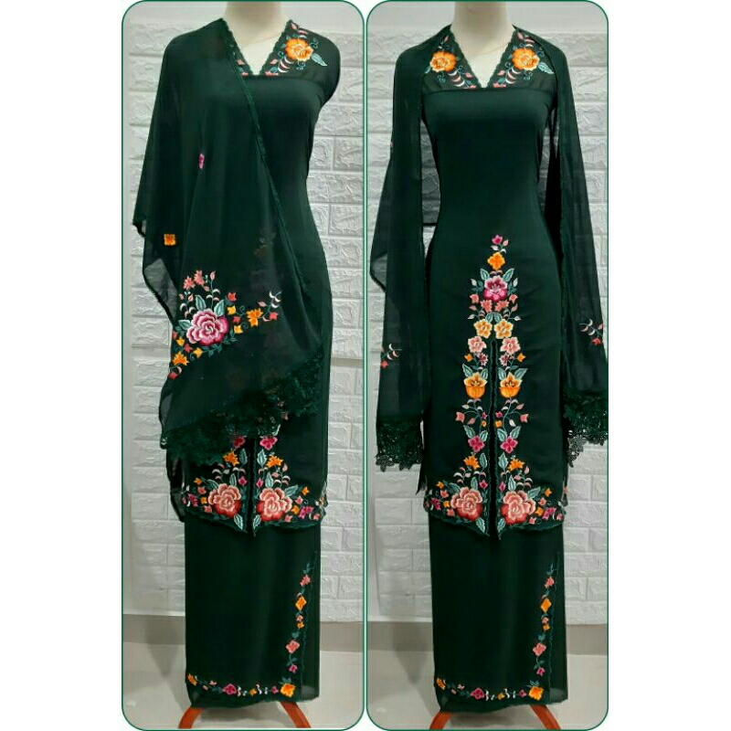 bahan baju kurung set selendang
