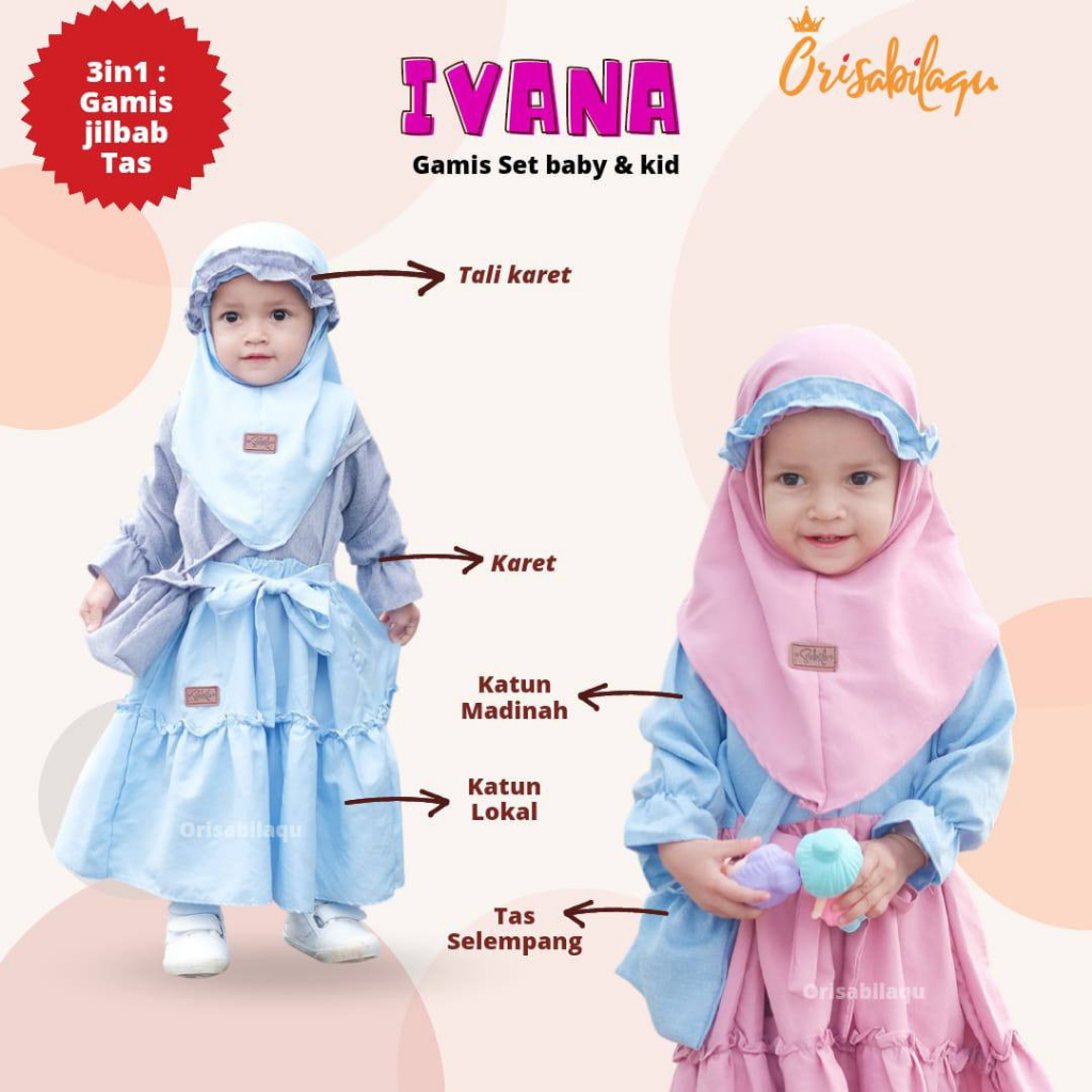 Baju Muslim Bayi dan Anak Gamis Ivana Baby and Kids by Orisabilaqu