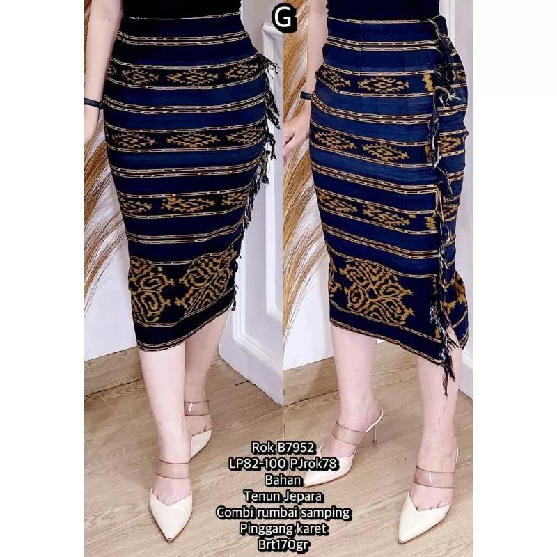 Rok span tenun rumbai,rok kerja wanita 7/8 slim