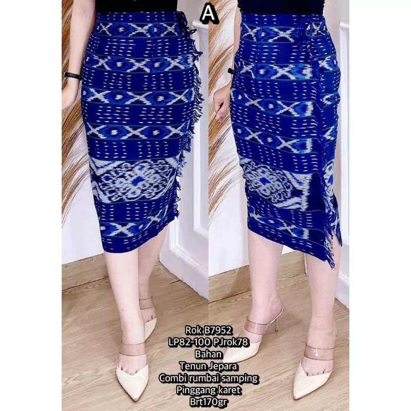 Rok span tenun rumbai,rok kerja wanita 7/8 slim