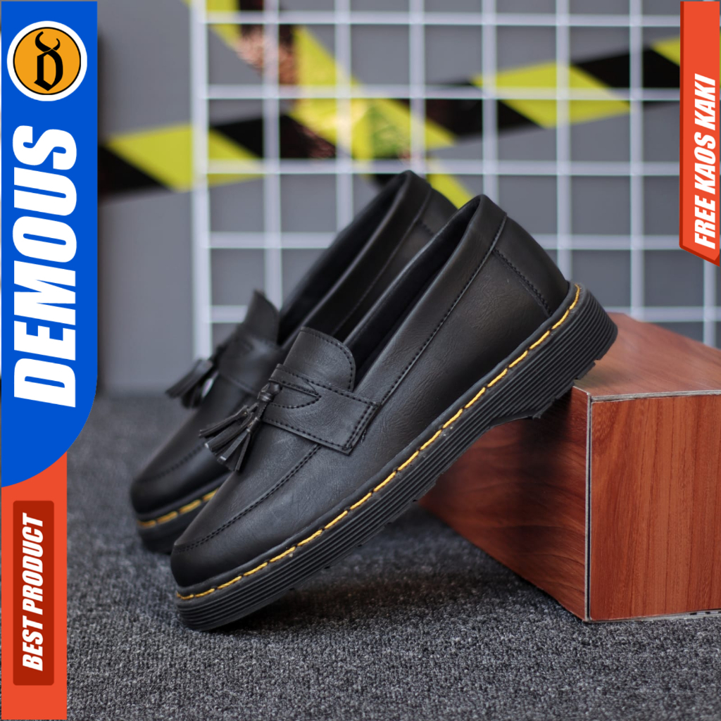 Sepatu Loafers Docmart Formal Pantofel Kerja Pria Hitam