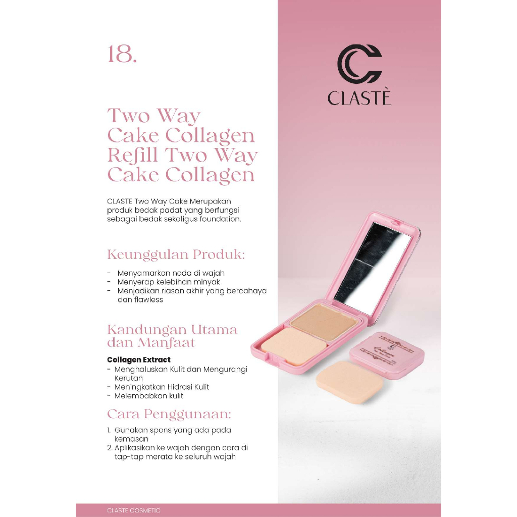 Two Way Cake Collagen Claste Original Bpom//Bedak Two Way Cake Collagen//Bedak Twc Collagen Original