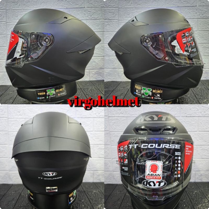 Helm KYT TT-COURSE  SOLID BLACK MATT DOFF